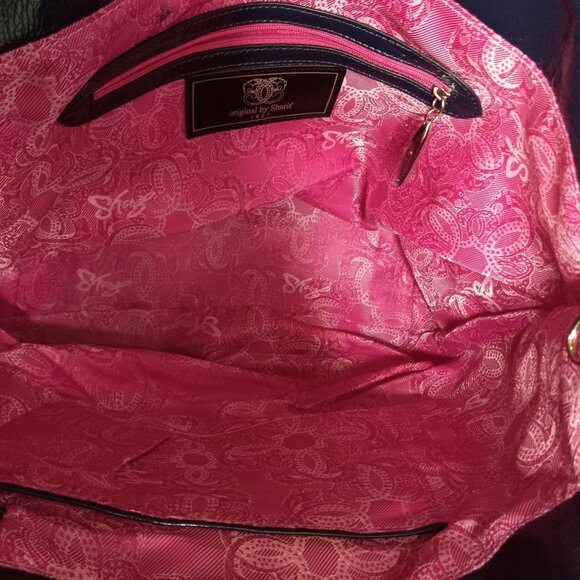 Omar Sharif Tote Bag Tie Dye Large Patent Leather Pockets Dual Handles Colorful - Picture 12 of 15